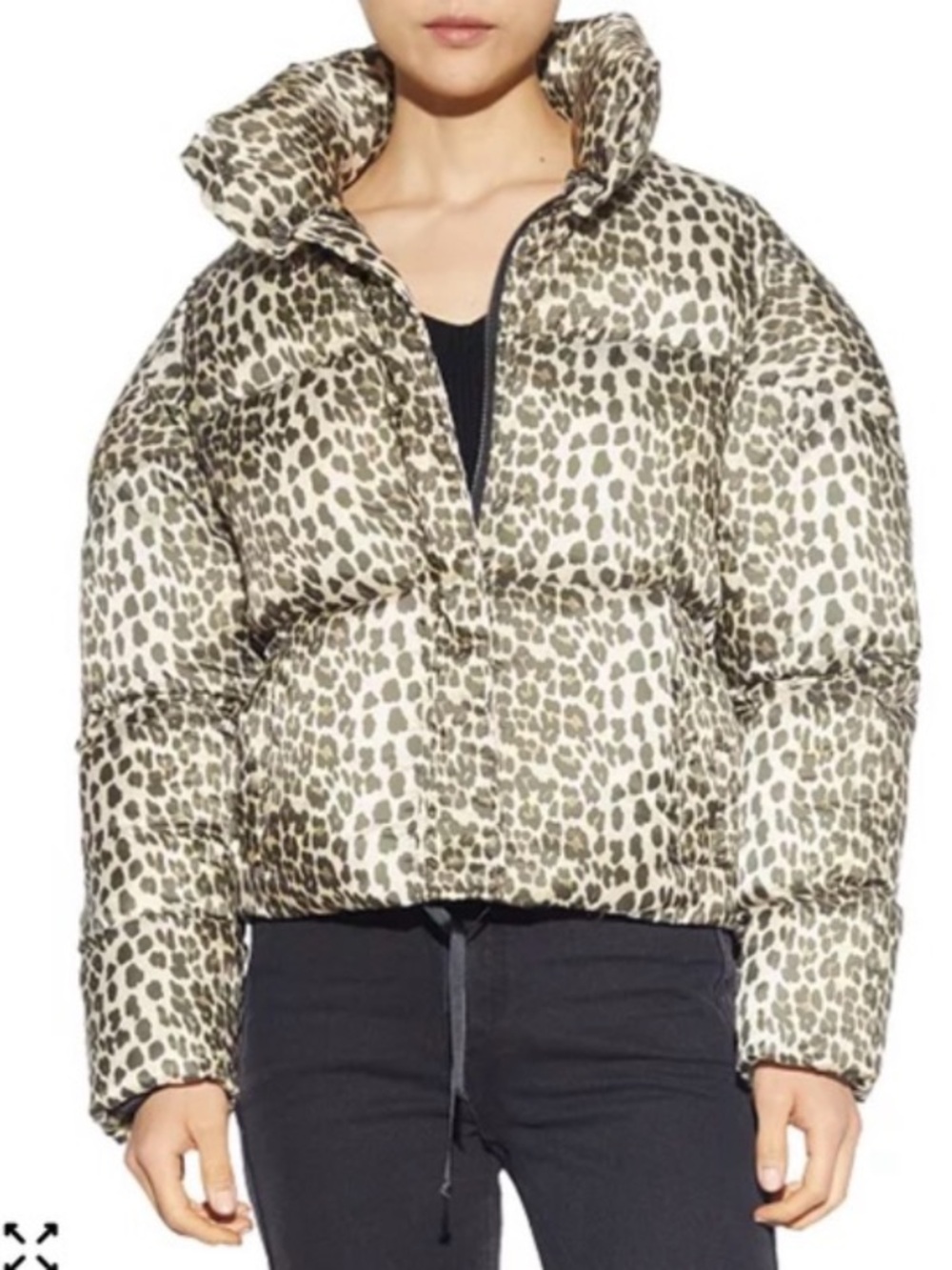 Apparis Paris paula leopard print cropped puffer winter jacket size XS